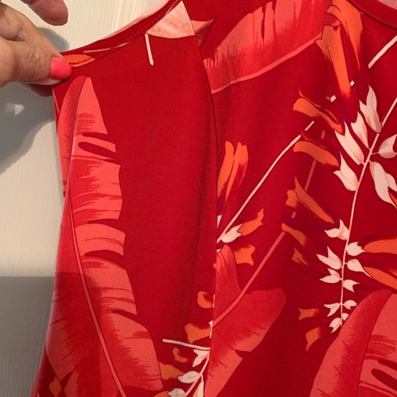 Red Tropical print Sleeveless Dress - Picture 9 of 11